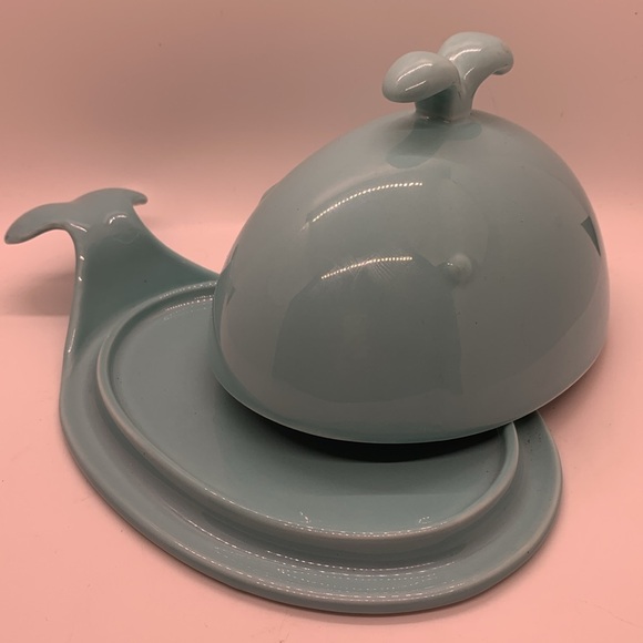 SWEESE Aqua turquoise WHALE covered butter dish! - Picture 5 of 7